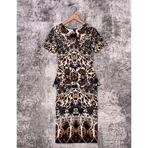 Vintage FUZZI Dress Small Womens Jean Paul Gaultier Jersey Knit Peplum Sheath